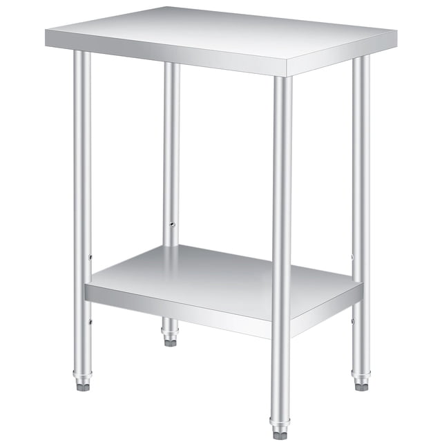 QinaQin Mesa de trabajo de acero inoxidable para preparación, mesa comercial de cocina con entrepaño inferior ajustable, ideal para restaurante, hotel, bar, garaje o área de trabajo