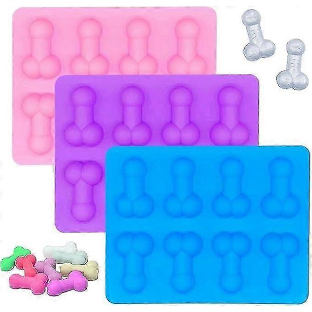 Ice Cube Mold, 3 Pieces Funny Silicone Ice Cube Trays, Silicone Ice Cubes, Mini Ice Cubes, Novelty Shape Mold Suitable for Birthday Party Whiskey Dec