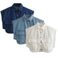 thumbnail image 2 of Chenyin Women's Sleeveless Denim Shirt Summer Solid Color Big Pockets Jeans Shirt Womens Button Cardigan Tops S-L, 2 of 9