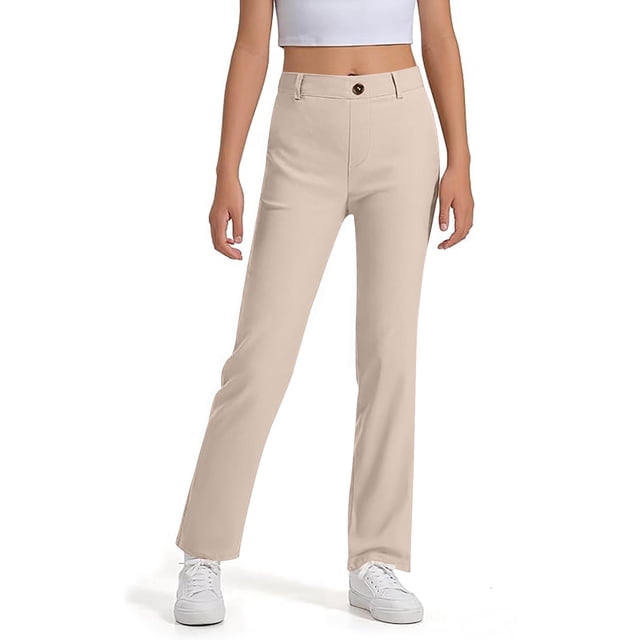 Pantalon d'Uniforme pour Adolescentes pour Filles Coupe Ajustée Pantalon Extensible avec Poches Pantalon à Jambe Évasée Pantalon d'École pour Filles Tenues de Rentrée pour Filles 14-15 Ans Pantalon pour Filles Taille