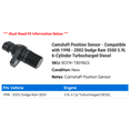 thumbnail image 2 of Camshaft Position Sensor - Compatible with 1998 - 2002 Dodge Ram 3500 5.9L 6-Cylinder Turbocharged Diesel 1999 2000 2001, 2 of 2