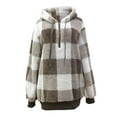 thumbnail image 2 of Womens Hoodies Quarter Zip Up Plaid Print Long Sleeve Hooded Sweatshirts Fall Winter Casual Fashion Jackets, 2 of 3