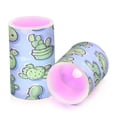 thumbnail image 2 of WOBOGO Size Combo Candle Flickering Flameless with Remote Control and Timer for Romantic Atmosphere Cute Cartoon Cactus on Blue Background, 2 of 7