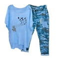 thumbnail image 1 of Hauts à Manches Courtes pour Femmes Ensemble Chemise + Pantalon Imprimé Col Rond Manches Courtes pour Femmes, 1 of 6