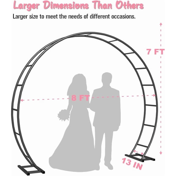 8Ft x 7Ft Black Metal Arch Backdrop Stand | Wedding Arch Frame, Balloon Arch Stand with Base, Outdoor Garden Trellis for Climbing Plants