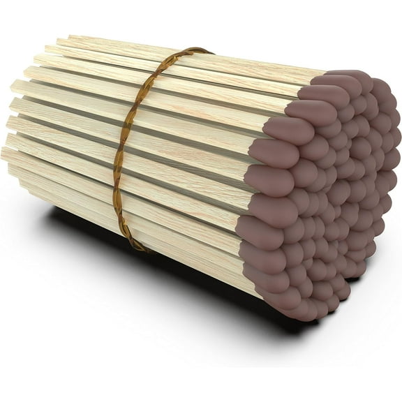 ZIKANI Decorative Artisan Matches 4 Inch Kiln Dried Wood with Striker - 100 Count (Brown Tip)
