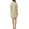 thumbnail image 3 of INSPIRE CHIC Robe Chemise Boutonnée à Col pour Femme à Manches Courtes Style Safari avec Poches et Ceinture Beige G, 3 of 5