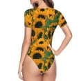 thumbnail image 4 of Balery Sunflowers 7 Women's Short Sleevee Crew Neck Bodysuit Tops Short Sleeve Tops Basic-Small, 4 of 9