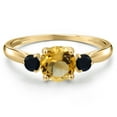 thumbnail image 3 of Gem Stone King 10K Yellow Gold Yellow Citrine and Black Onyx 3-Stone Ring for Women | 1.00 Cttw | Round 6MM | Gemstone November Birthstone | Size 7, 3 of 6