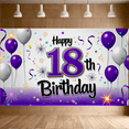 thumbnail image 6 of Purple and White Balloon Themed 18th Birthday Backdrop Banner Party Decors Background Photography Props Birthday Party Supplies, 6 of 8