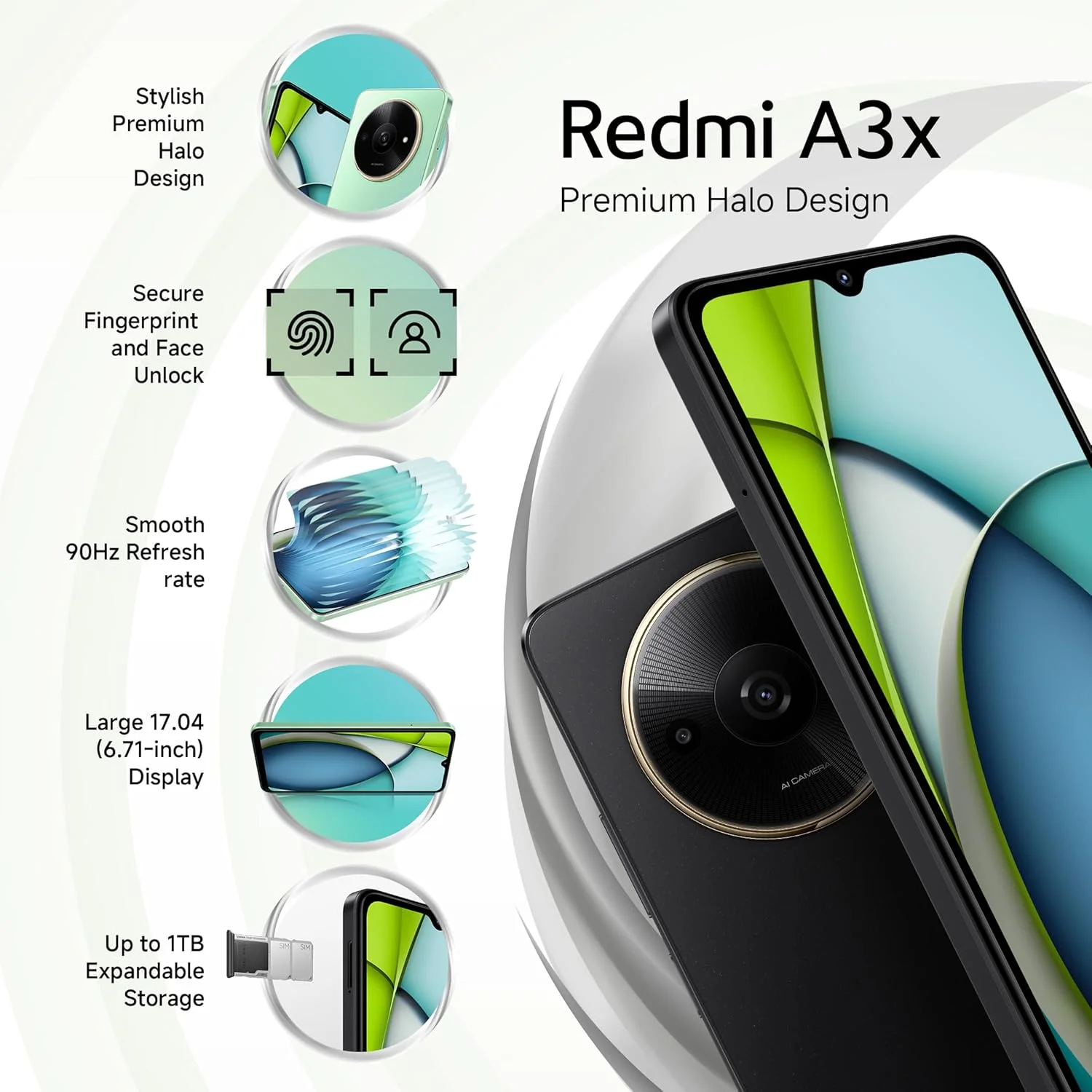 Xiaomi Redmi A3X 4G 128GB + 4GB Global ROM Version (Tmobile Tello & Global) Factory Unlocked 6.71" 8MP Dual Camera (Midnight Black (global ROM)
