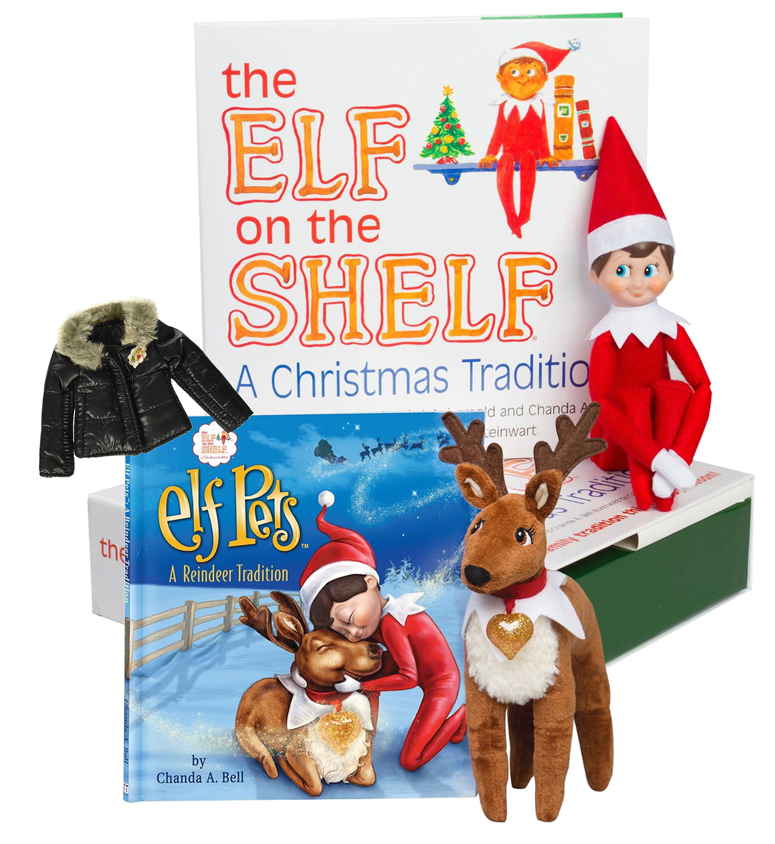 The Elf on the Shelf A Christmas Tradition Blue Eyed Boy Scout Elf with Elf  Pets Reindeer and BONUS Puffy North Pole Parka