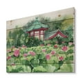 thumbnail image 2 of Designart 'Pagoda and Lotus Lake' Traditional Print on Natural Pine Wood, 2 of 5