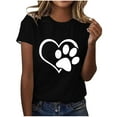 thumbnail image 2 of Lilgiuy National Pet Day Dog Paw Love Print Women T Shirts Casual Solid Color Short Sleeve Summer Mama Tee Tops Soft Loose Basic T-Shirts for Womens Graphic Blouse(Black,XL), 2 of 4