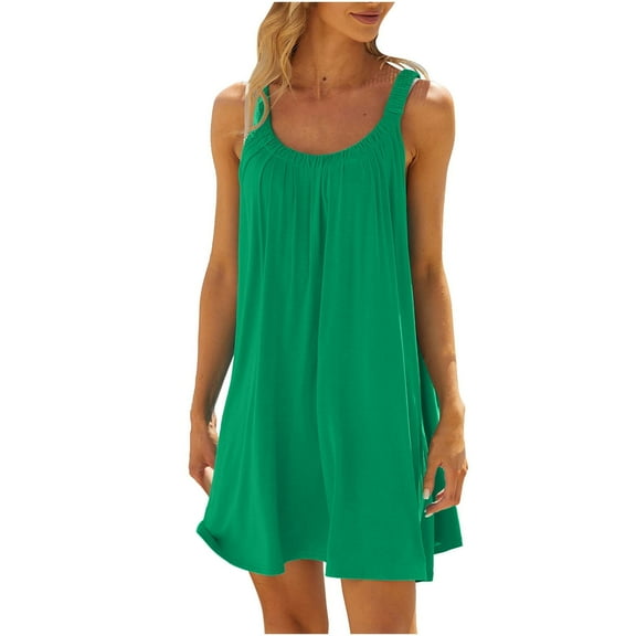 TIHLMK Summer Dresses for Women Beach Women's Beach Dress Bikini Beachwear Coverups Casual Vacation Short Summer Halter Dresses Green Tank Dresses