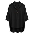 thumbnail image 6 of Hfnxid Fall Tops for Women Dressy Loose Fit 3/4 Length Sleeve Shirts Casual Button V Neck Blouses Fashion High Low Hem Tshirts Black S, 6 of 8