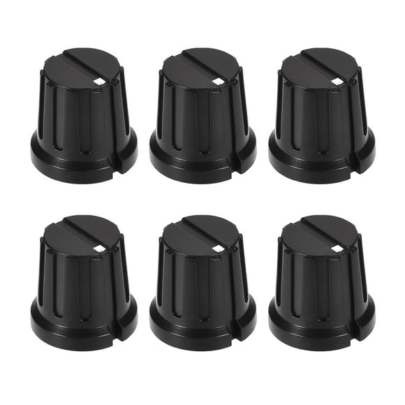 Unique Bargains 6 pcs Volume Control Knobs with Screw Amplifier Replacement Knob Black Potentiometer Knobs