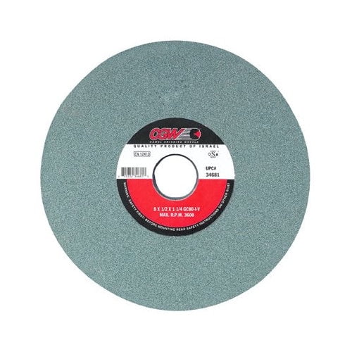 Green Silicon Carbide Surface Grinding Wheels, T1, 7 X 1/4, 1 1/4 Arbor, 60, I