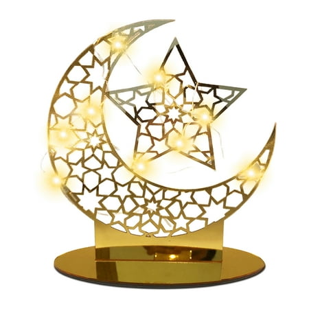 

Vokewalm Ramadan Lamp Eid Crafts Moon Star LED Night Light Decor Wall Table Decor for Muslims - Handmade Mubarak Moonlight Lamp Carving Ornaments Gift - Classic Element Islamic Decoration