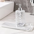 thumbnail image 6 of Round Wave Design Hand Soap Dispenser Bottle, Stylish Refillable Lotion Pump Container for Bathroom and Kitchen, Decorative Hand Wash Bottle for Modern Home Sink Station and Vanity Use, 420ml, Clear, 6 of 7