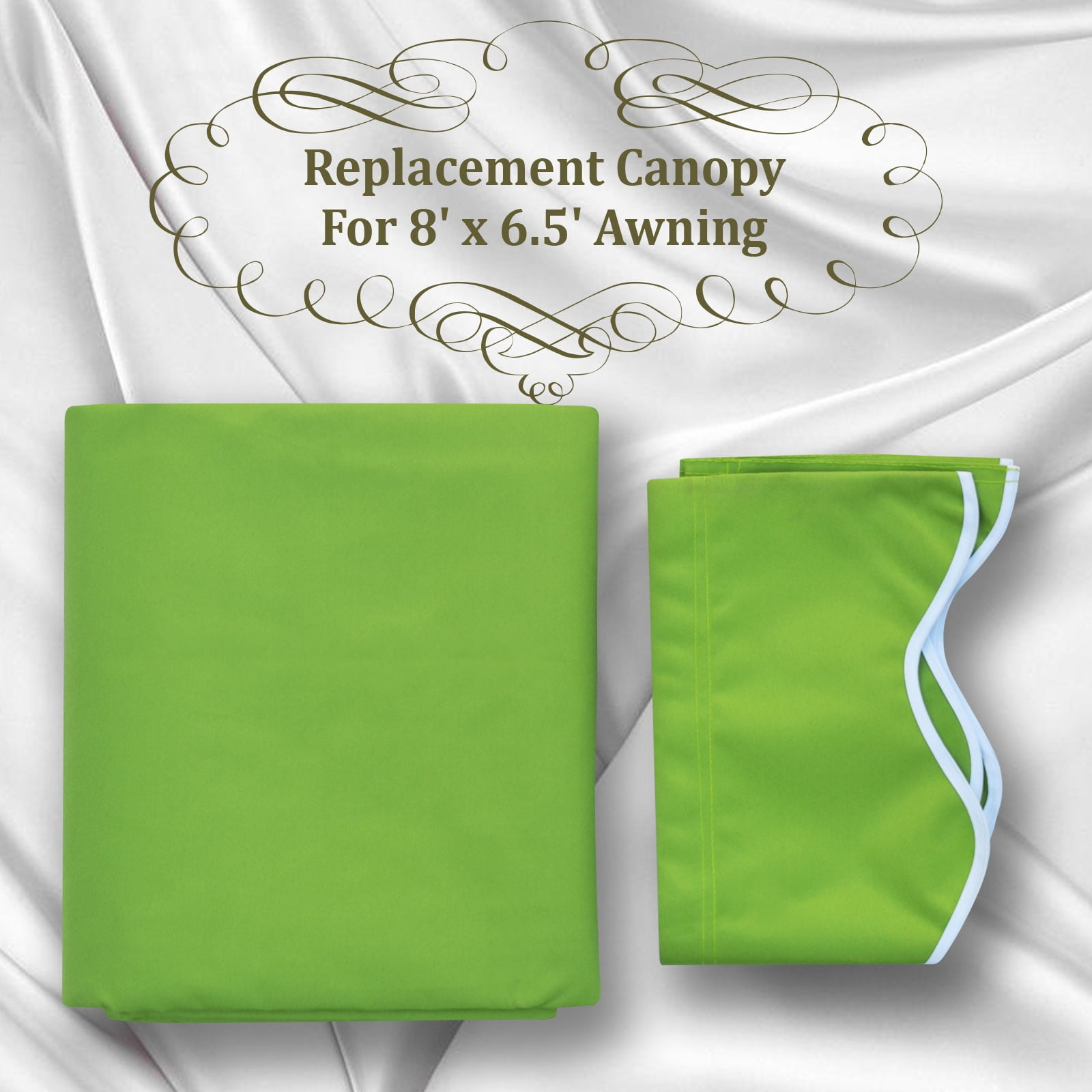 Sunrise Outdoor 8' x 6.4' Replacement Canopy for Manual Yard Retractable Patio Deck Awning Sunshade （Cover Only, Frame is not Included）-Apple Green
