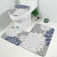 thumbnail image 2 of Blue Floral and Petal Pattern Bathroom Rugs Sets 3 Piece,Toilet Cover Set,Absorbent Non Slip Bathroom Mats Sets with U-Shaped Contour Rug Toilet Rug Set, 2 of 5