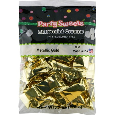 Birthday Buttermint Creams - Party Sweets Metallic Gold Buttermint Creams Candy, 7 oz