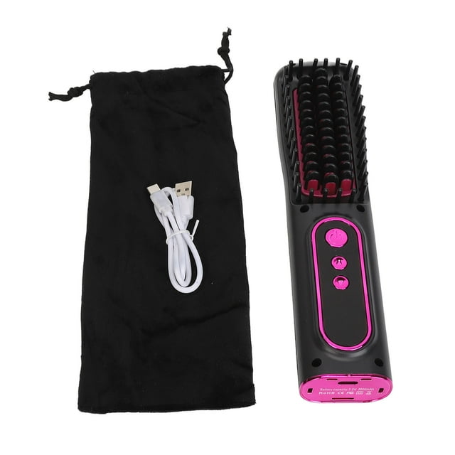 Cepillo alisador de pelo inalámbrico, recargable por USB, calentamiento rápido, control del encrespamiento, peine alisador de pelo profesional