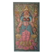 Mogul Vintage Wall Hanging Barn Door Lakshmi Hindu Goddess Of Wealth Fortune And Prosperity Panel