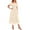 Beige, variant on Women's Smocked Tulle Midi Dress Summer Square Neck Puffy Short Sleeve Ruffle Wedding Guest Party Dresses