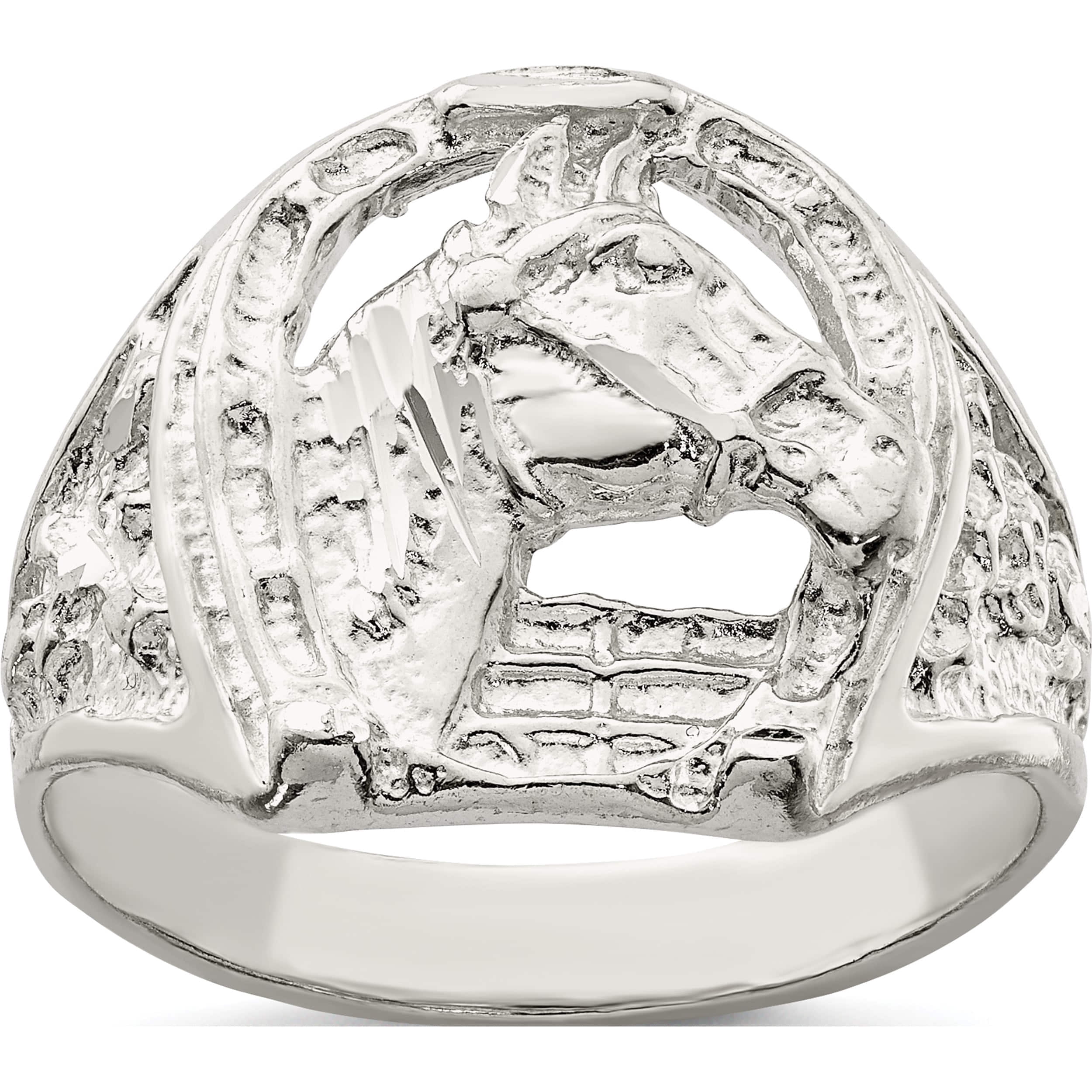 Horseshoe ring with horse head discount