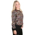 thumbnail image 3 of Women's Glitter Sequin Sweatshirt Long Sleeve Pullover Tops with Ribbed Cuffs, 3 of 5