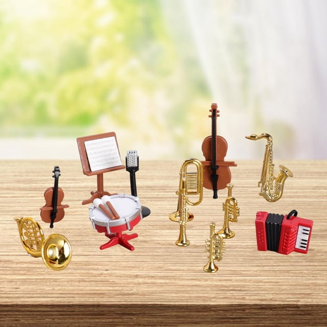 Conjunto de instrumentos musicales en miniatura para casa de muñecas, artículos decorativos para casa de muñecas, adornos, modelo de mini instrumento