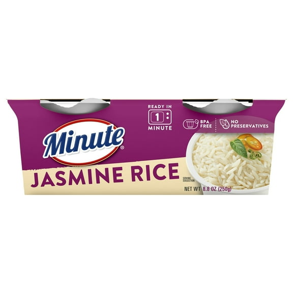Minute Ready-to-Serve Jasmine Rice, Microwaveable Rice Cups, 4.4 oz, 2 Ct (Pack of 4)