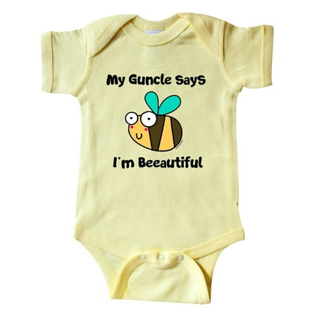 

Inktastic Bee Guncle Says I m Beautiful Gift Baby Boy or Baby Girl Bodysuit
