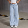 thumbnail image 3 of Wide Leg Jeans for Women Casual High Waisted Strechy Straight Leg Loose Tummy Control Denim Pants with Pocket, 3 of 6