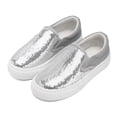 thumbnail image 3 of LYHaoo Toddler Girls Slip-On Sneakers Low Top Casual Shoes Lightweight Walking Shoes For Kids Everyday Play,Silver,Sizes 12.5(7.87") Little Kid, 3 of 4