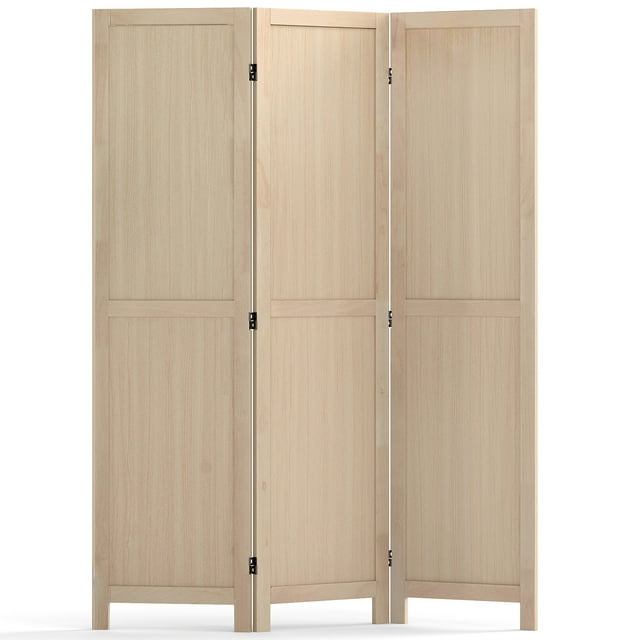 Gymax 3 Panel Folding Room Divider 67''Rubber Wood Privacy Screen for Room Separation