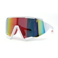 thumbnail image 1 of Super Oversized Color Mirror Angular Shield Sport Wrap Around Sunglasses White Orange Mirror, 1 of 4