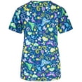 thumbnail image 3 of Minty Mint, Women's, Microfiber Printed Medical Scrub Set V-Neck Top and Pants, Navy, M, 3 of 3