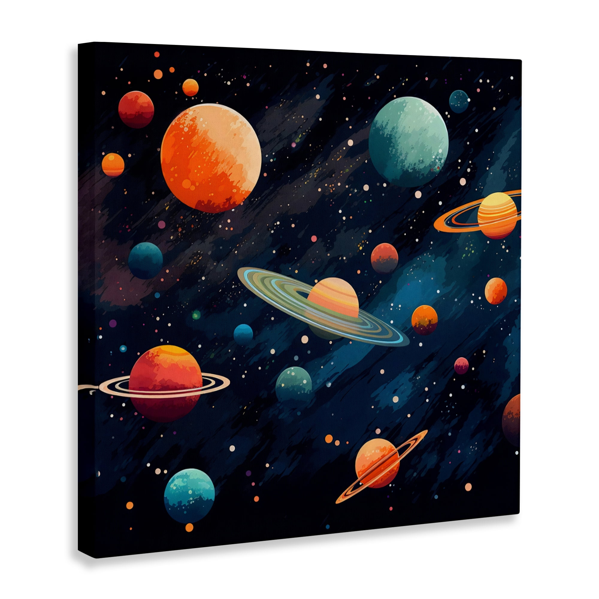 Stupell Industries Orange & Blue Planets in Orbit Canvas Wall Art, design by Creative Studio