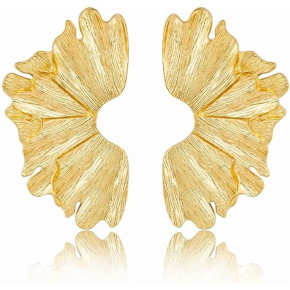czcpp-Gold Flower Earrings Statement Earrings for Women Elegant Floral Jewelry for Women Gold Statement Earrings Unique Flower Design