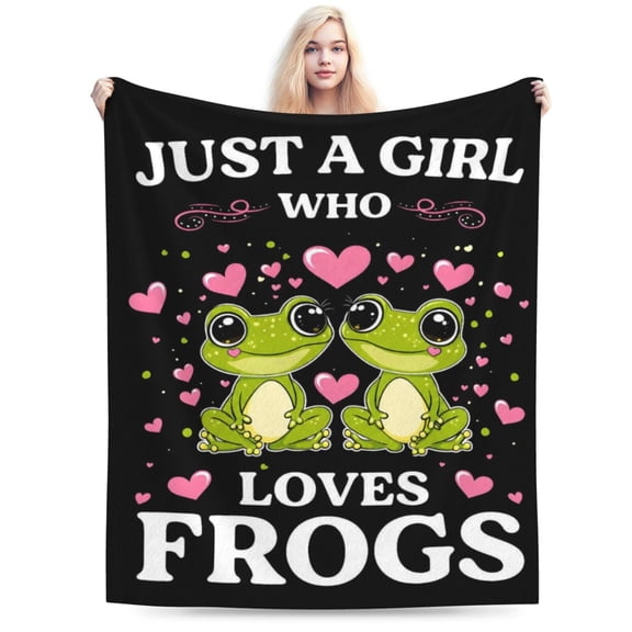 Frog Blanket Just A Girl Who Loves Frogs Cute Cartoon Frog Throw Blanket Gifts for Women Men Adults Super Soft Cozy Plush Fluffy Fuzzy Fleece Blanket Home Decor 50x40