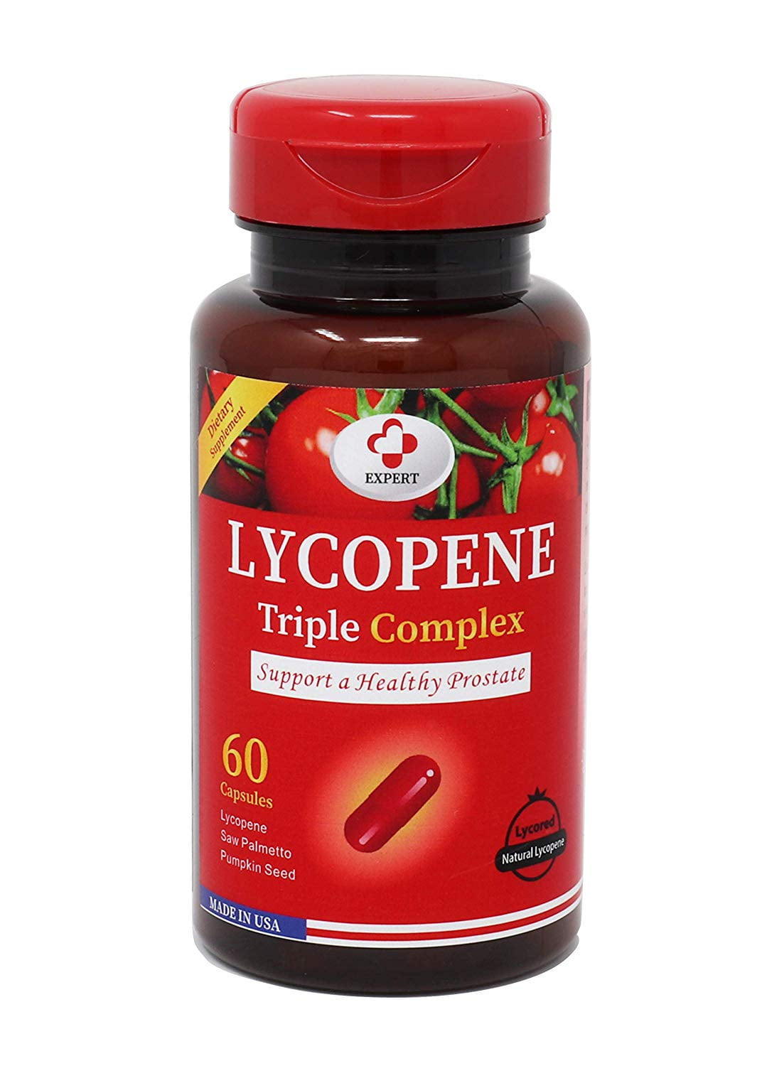 LYCOPENE Triple Complex 60 Capsules Prostate Supplement for Men (Lycopene from Lycored, Saw