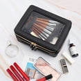 thumbnail image 4 of Organizador de maquillaje Aveniee XL transparente de doble capa con soporte para brochas, 4 of 5