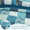 thumbnail image 5 of Exclusivo Mezcla Reversible Boho Quilt Set King Size, 3 Pieces Patchwork Navy Blue All Season Bedspreads, Ultra Soft Floral Coverlet Bedding Set with Printed Pattern (1 Quilt, 2 Pillow Shams), 5 of 8