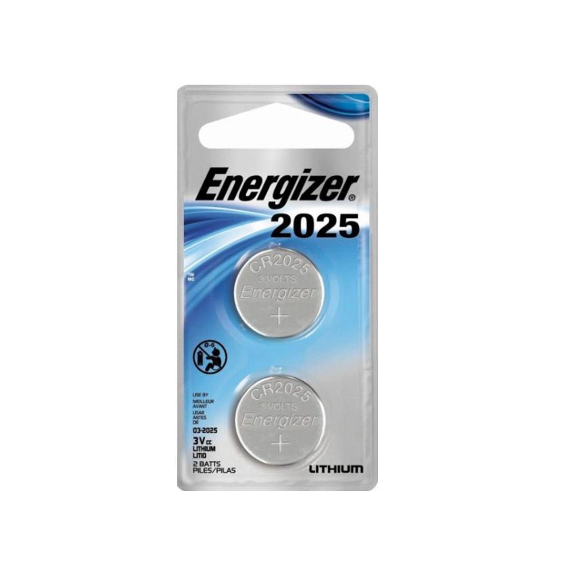 CR2025 Energizer 3 Volt Lithium Coin Cell Batteries (2 on a Card