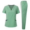 thumbnail image 2 of LSLJS Nursing Scrubs for Women Set Stretch V-Neck Uniform Scrub Top Drawstring Pants, Slim-fit Workwear Scrubs Set Solid Top and Pants with Multi Pocket, S-2XL, 2 of 2