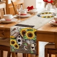 thumbnail image 5 of Farmhouse Sunflowers Table Runner - 90 Inch Long Western Star Country Bird Pine Cone Cotton and Linen Blended Dress Scarves Farmhouse Table Runner for Kitchen Dining, Coffee Table, 13" x 90", 5 of 8