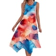 thumbnail image 1 of Ovzne Robes pour Femmes Robe d'Été Robes Sans Manches Col Rond Cordon Décontracté Volant Robe Trapèze Mini Robe d'Été Liquidation, 1 of 7